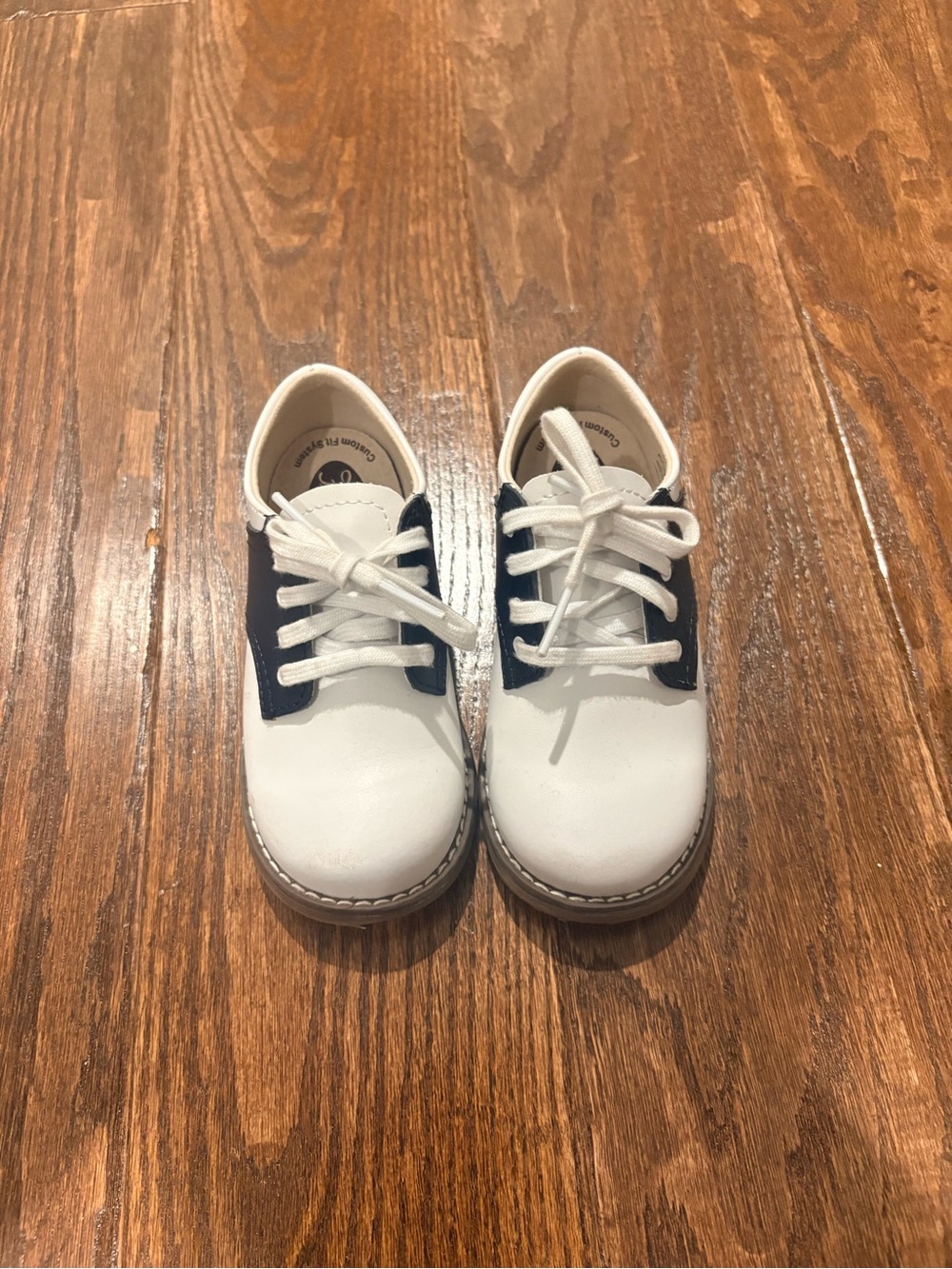 FootMates White and Navy Lace-Up Kids Dress Shoes